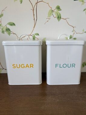 Martha Stewart White Metal Enamel SUGAR & FLOUR Canister Set
